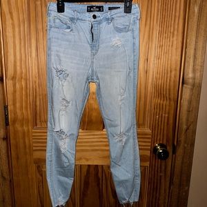Light blue Hollister ripped skinny jeans